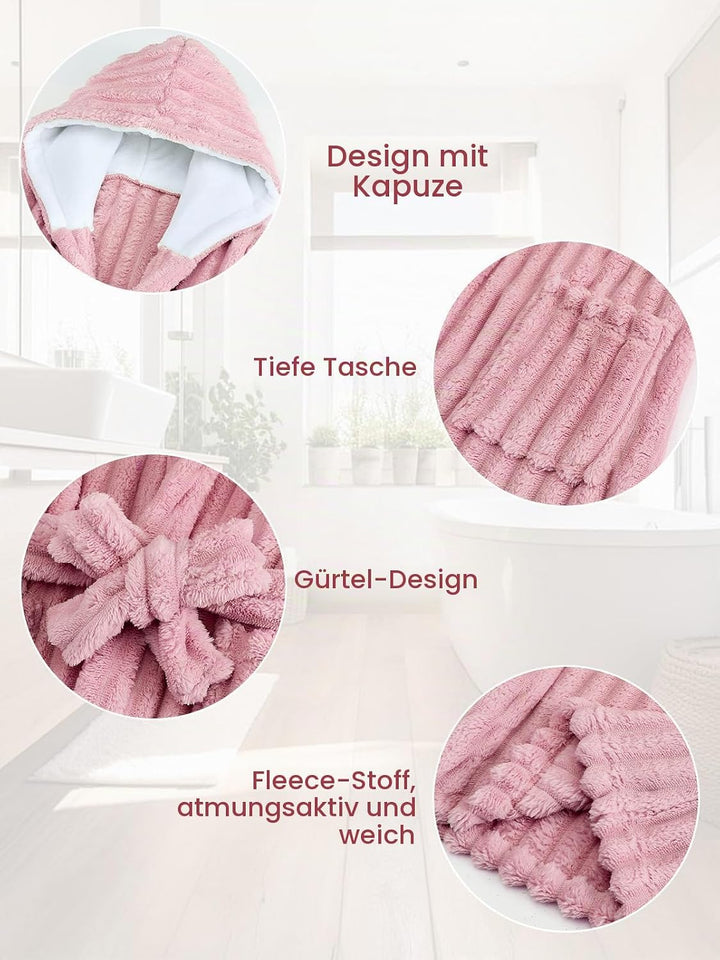 JiAmy Mädchen Plüsch-Fleece Kapuzen-Bademantel für Bad und Zuhause, 4–14 | Weich und warm für die Na