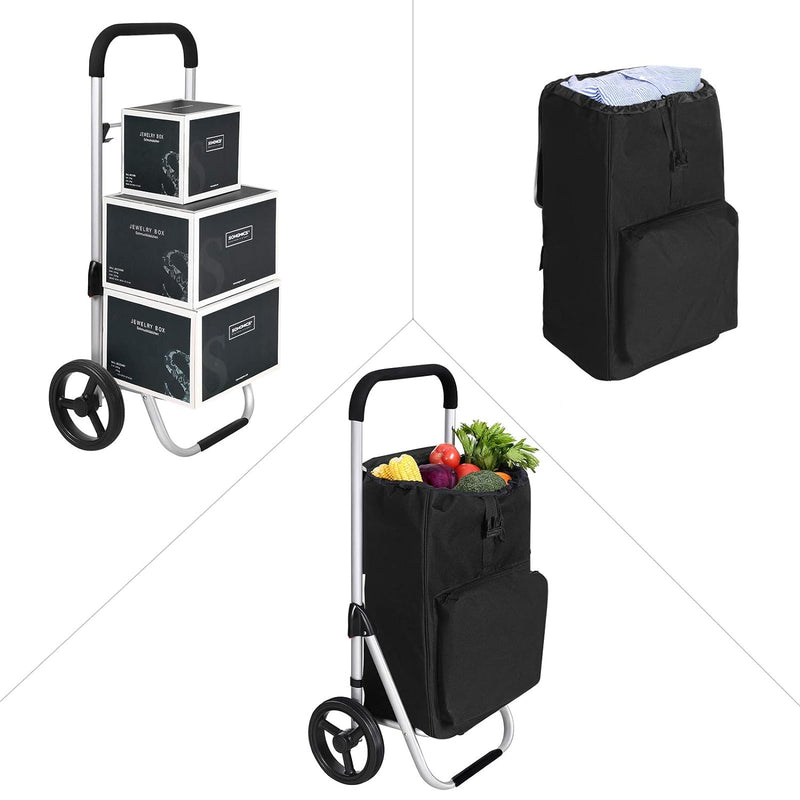 SONGMICS Faltbarer Einkaufstrolley, mit Rollen, Leichter Einkaufswagen mit isoliertem Kühlfach, 40 L