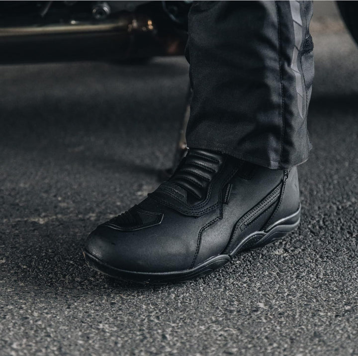 REBELHORN Scout Motorradstiefel Herren und Damen | PU Leder | Hipora Membran | Zwei Lange Reissversc