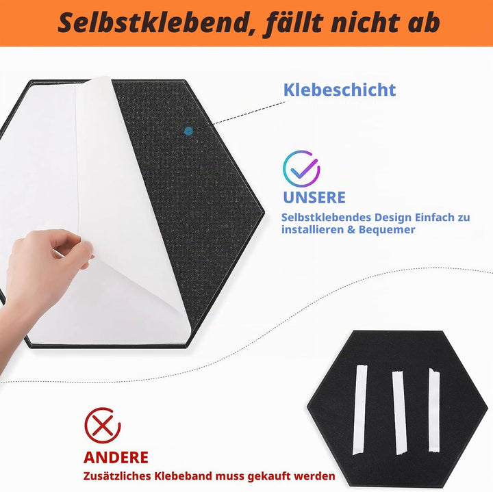 LATERN 12 Stück Selbstklebende Akustik Platten, 30CM x 26CM Sechseckige Schallschutz Platten Hoher D