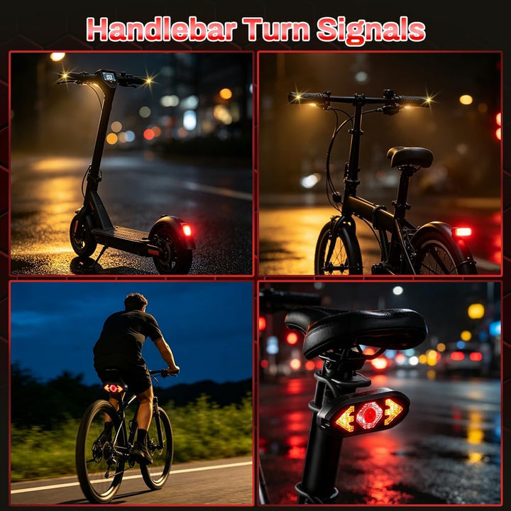 Blinker E Scooter Nachrüsten Set, Lenkergriffe für Elektroroller mit Integrierten Blinkern, IPX4 USB