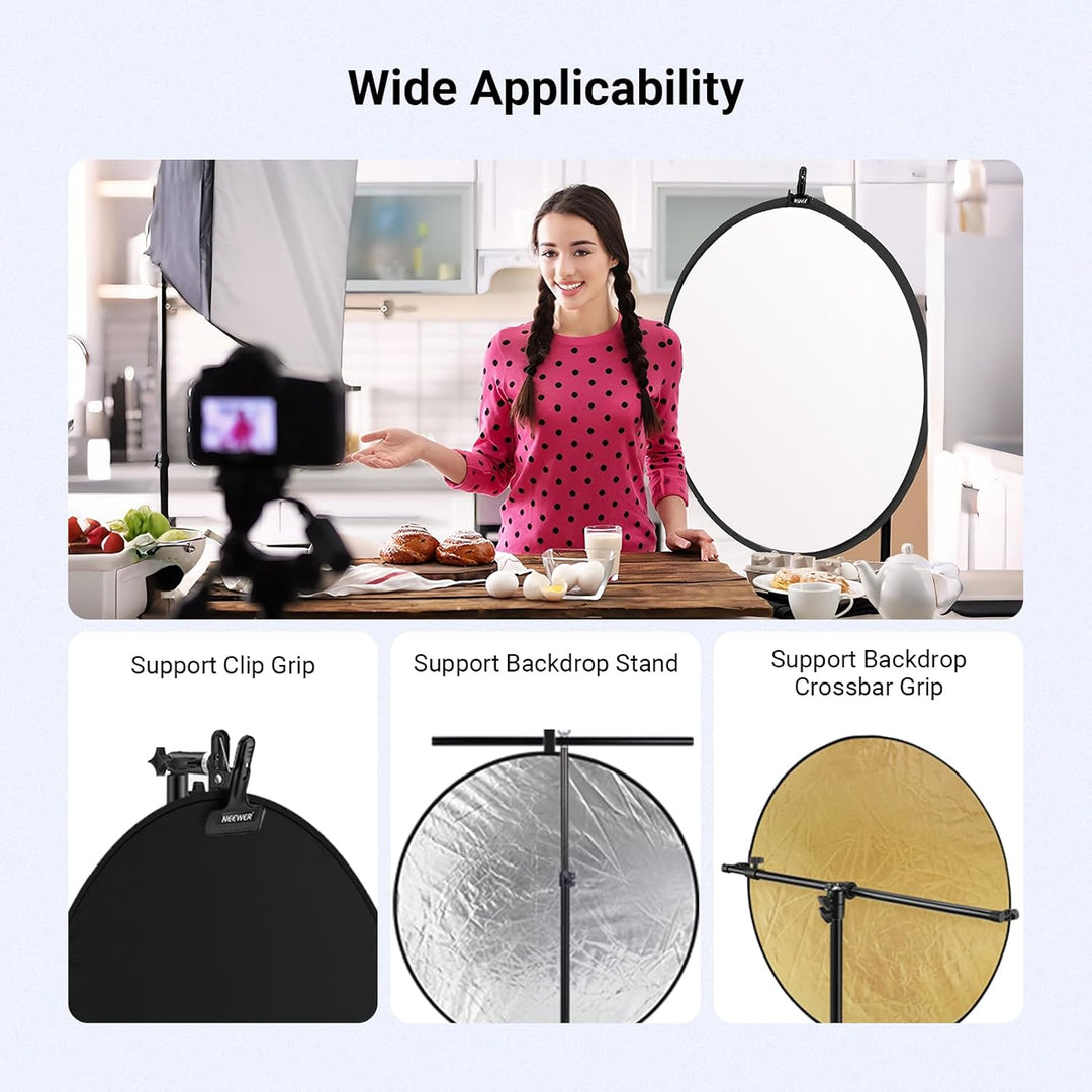 NEEWER 110cm Lichtreflektor Lichtdiffusor 5 in 1 zusammenklappbare Multischeibe mit Tasche, durchsch