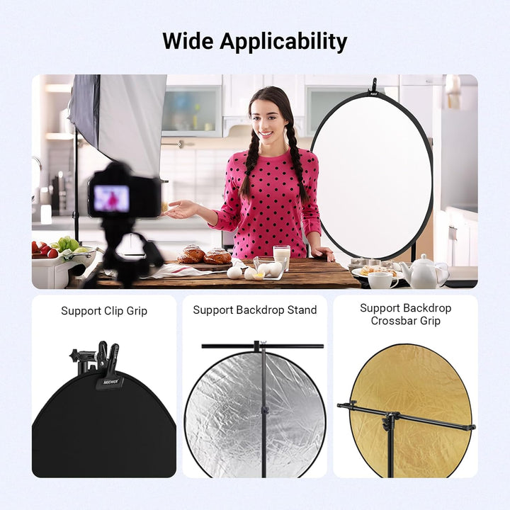 NEEWER 110cm Lichtreflektor Lichtdiffusor 5 in 1 zusammenklappbare Multischeibe mit Tasche, durchsch