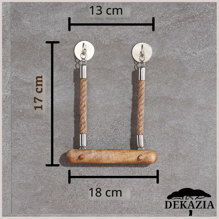 DEKAZIA® Toilettenpapierhalter Seil | Mango Holz | Klopapierhalter für WC/Badezimmer | 100%-fest dur
