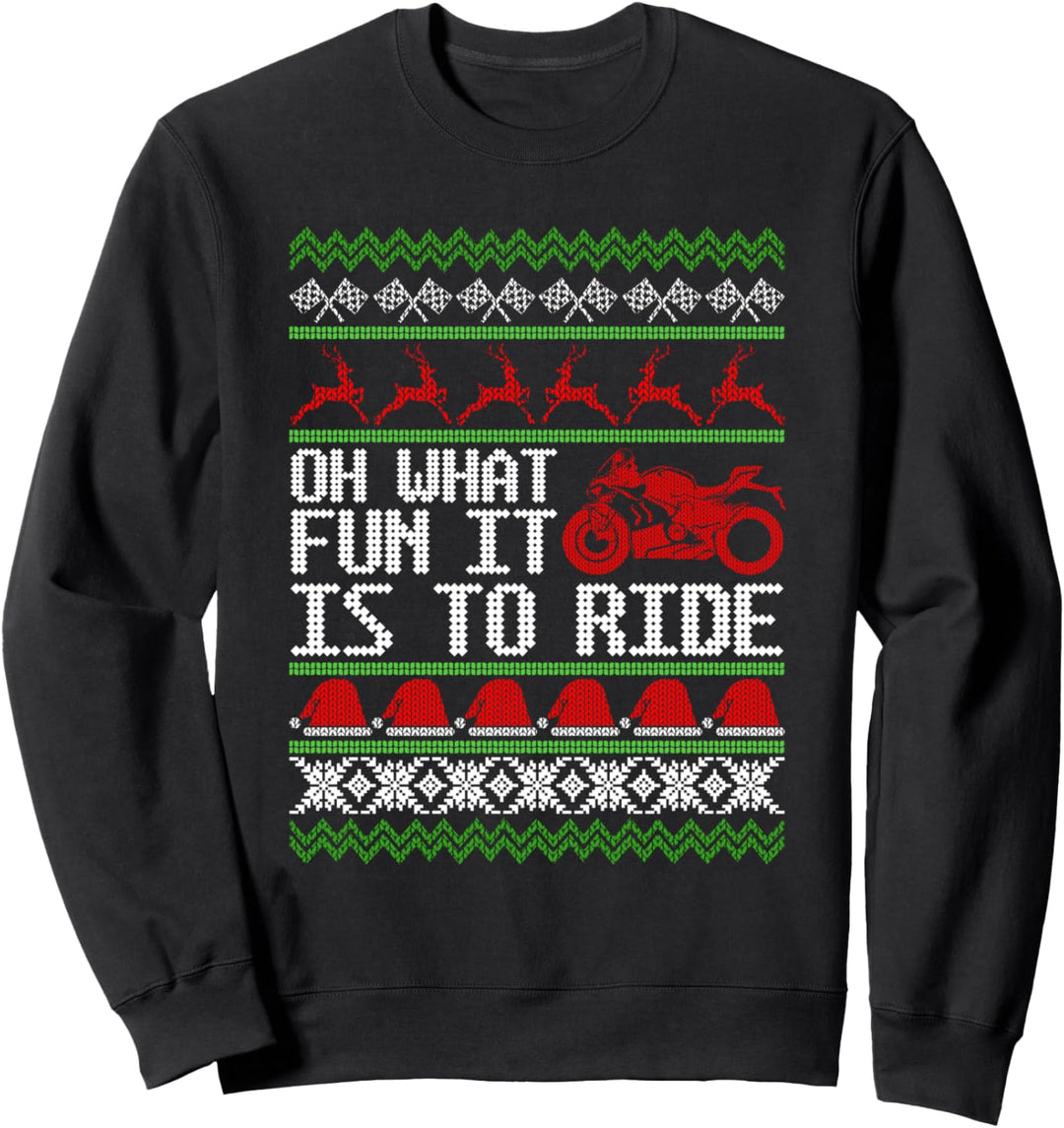 Sport Bike Motorrad Fahrer Hässliche Weihnachten Pullover Spass Braap Sweatshirt