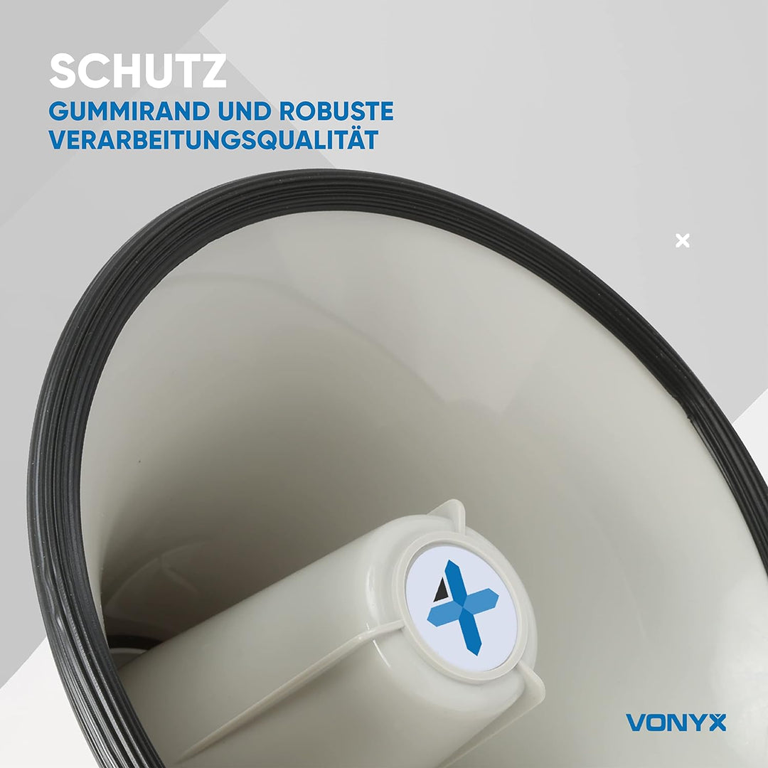 VONYX MEG040 Megafon mit Sirene und Aufnahmefunktion, 40 Watt lautes Megaphone, Party-Megafon, Sprac