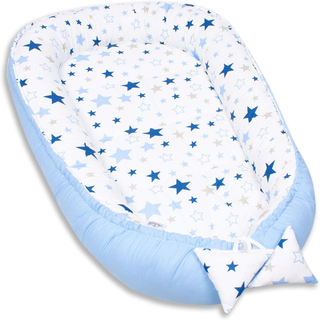 PaLulli Babynest Babynestchen 50x90 cm Babykokon, 2seitig, 100% Baumwolle, Nestchen für Babybett, Ku