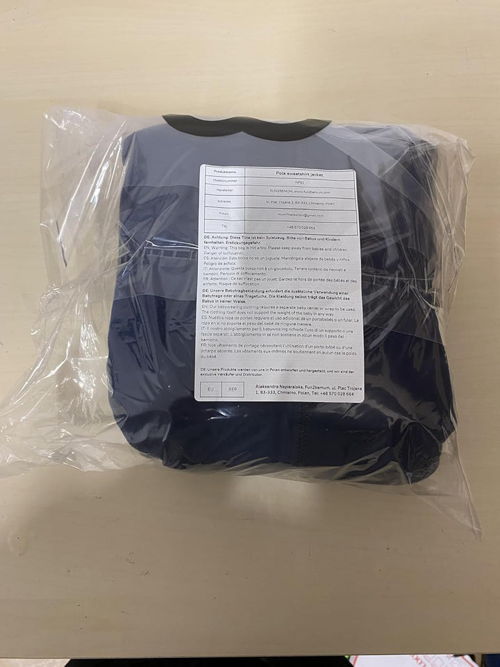 fun2bemum Pola 4in1 Baby Tragejacke für Mama Känguru Kapuze VORNE/HINTEN L Dunkelblau, L Dunkelblau
