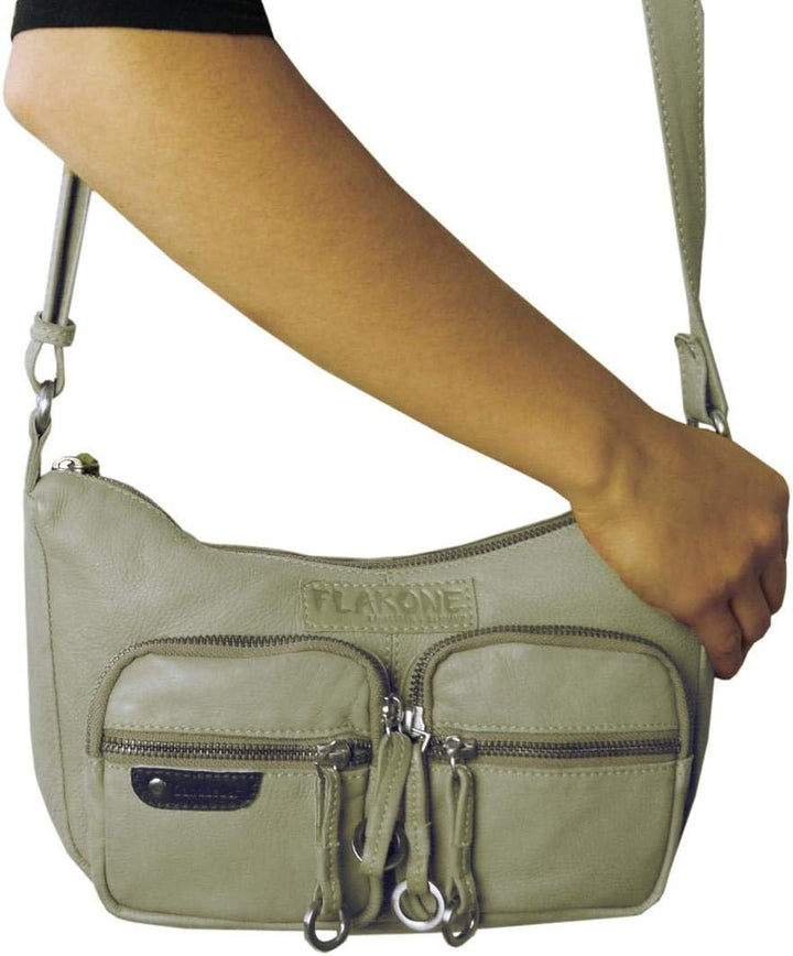 Baron of MALTZAHN Damen Schultertaschen FLAKONE Banana-Type 719 aus weichem Leder incl. Lederpflege