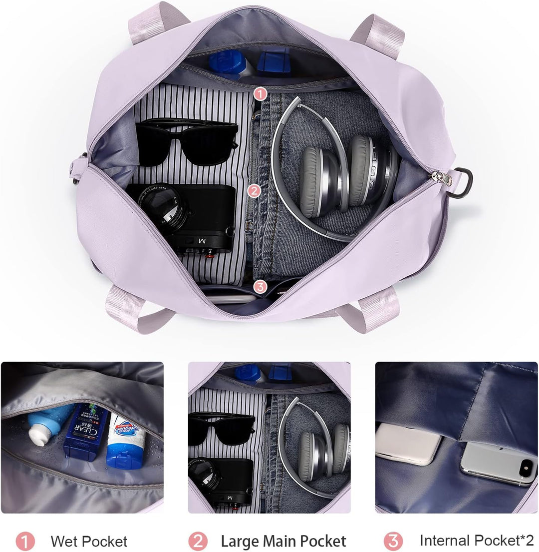 Reisetasche Damen Sporttasche mit Kulturbeutel 40x20x25 Ryanair Handgepäck Tasche Weekender Bag Schw