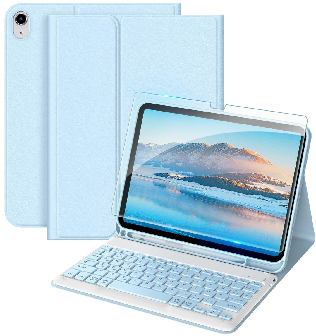 EasyAcc iPad 11 (A16) / 10 Generation Hülle mit Tastatur 11/10,9 Zoll 2025/2022 (A2696/A2757/A2777/A
