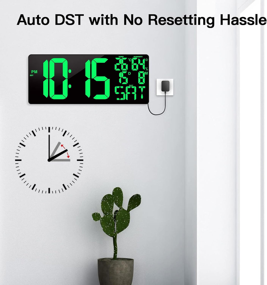 XREXS 18'' grosse Digitale Wanduhr mit Fernbedienung, automatisch dimmbare Digitaluhr mit grossem Di