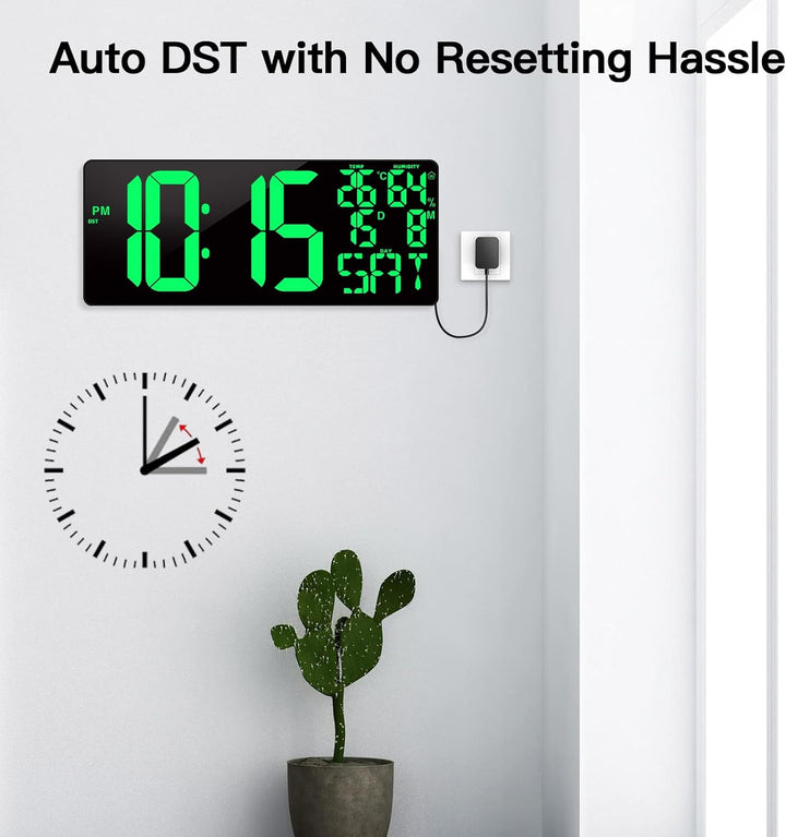 XREXS 18'' grosse Digitale Wanduhr mit Fernbedienung, automatisch dimmbare Digitaluhr mit grossem Di
