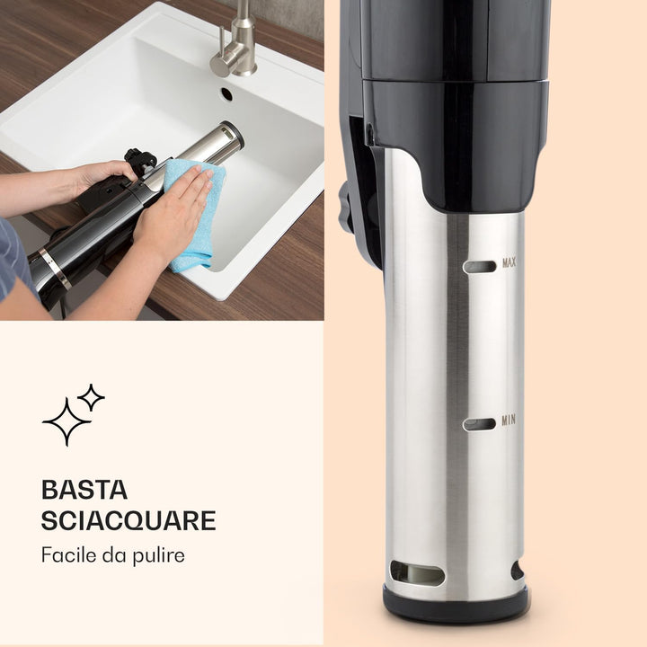 Klarstein Quickstick- Sous-Vide Garer, Präzisionskochtopf, Schongarer, 1300 Watt, Timerfunktion, 3D