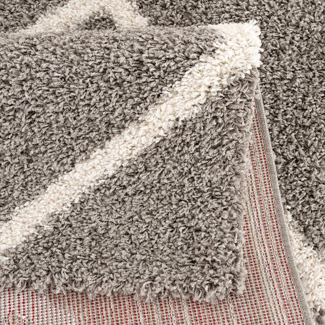 SANAT Madrid Shaggy Teppich Rund - Hochflor Teppiche für Wohnzimmer, Schlafzimmer, Küche - Grau, Grö