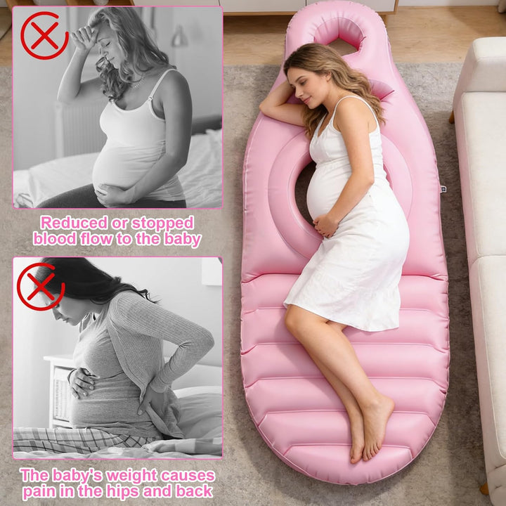 Luftmatratze Schwangere, Aufblasbares Schwangerschaftskissen Mit Loch, Beflockte Verdicken PVC Bauch