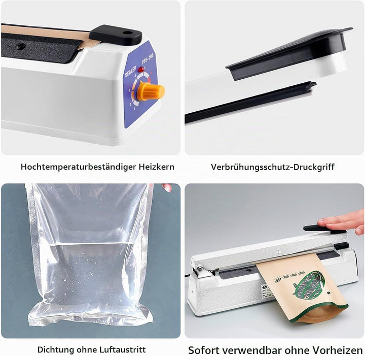 Heisssiegelgerät Folienschweissgerät 300mm, Folienschweissgerät, Impulse Heat Bag Sealer, Bag Sealer
