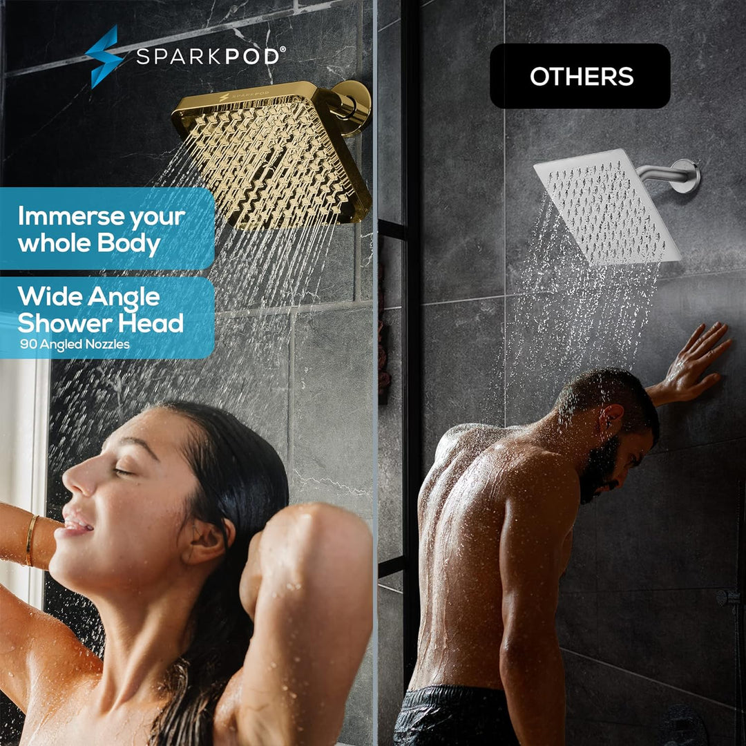 SparkPod Duschkopf – Hochdruckregen – Luxuriöser Look - Werkzeuglose 1-Min. Installation - Ersatz fü