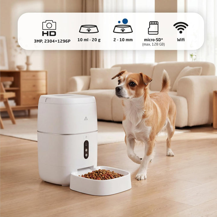 Automatischer Futterspender - 6 Liter - 3MP Kamera, WiFi und App - Futterprogrammierung, bidirektion