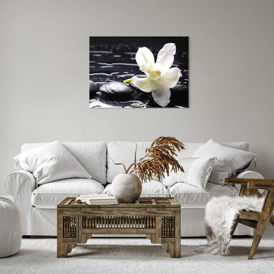 Bilder auf Leinwand Spa Orchidee Steine Wasser Leinwandbild 70x50cm Wandbilder Dekoration Wohnzimmer