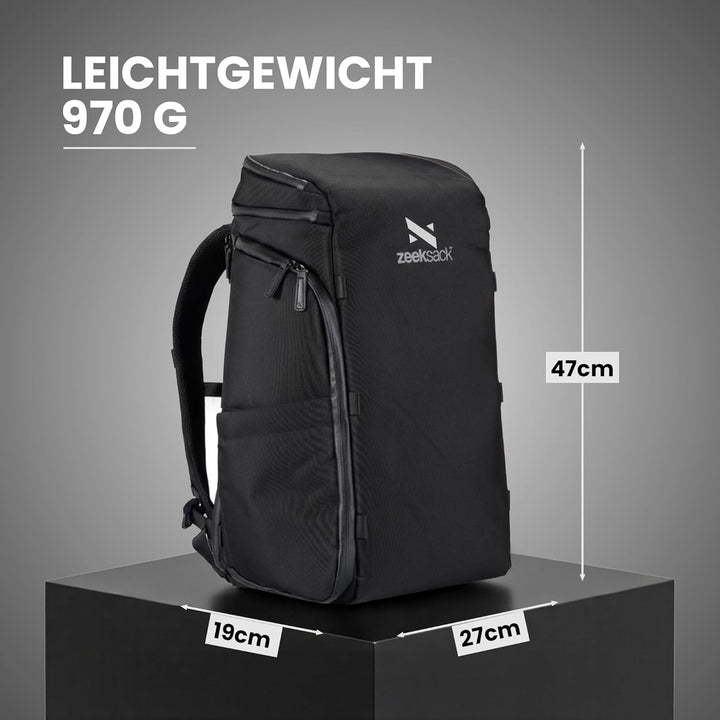 Zeeksack Rucksack Schwarz 20L - The Organizer Backpack & Reiserucksack mit Laptopfach, herausnehmbar
