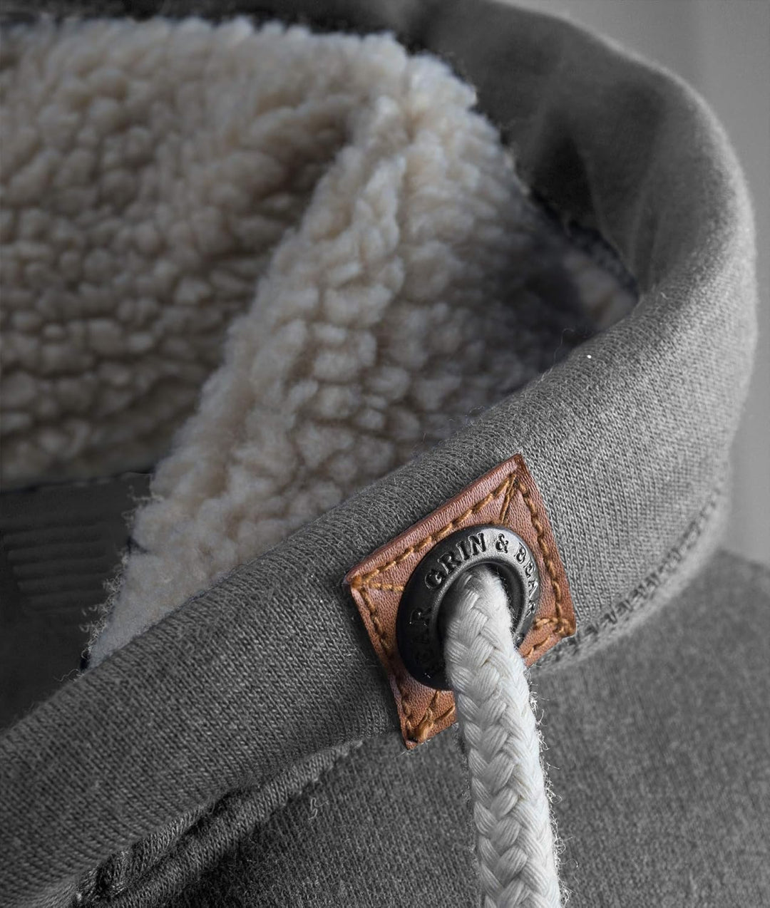 Grin&Bear Herren Kontrast Kapuzenpullover Kapuzenjacke Hoodie mit Teddy Fleece Kapuze GEC473 XL Grau