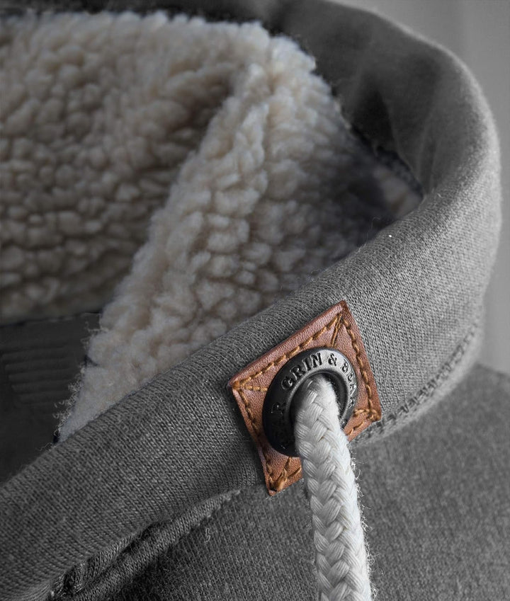 Grin&Bear Herren Kontrast Kapuzenpullover Kapuzenjacke Hoodie mit Teddy Fleece Kapuze GEC473 XL Grau