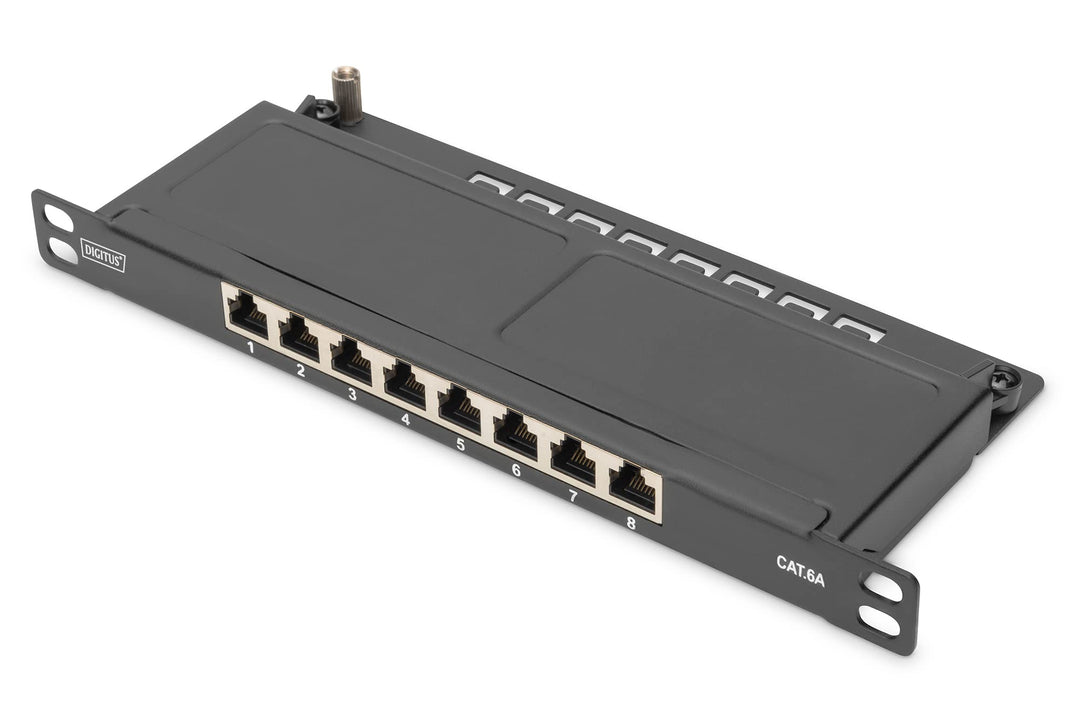 DIGITUS CAT 6A Patch Panel, geschirmt,8-Port 1/2HE, 10", Rack Mount,schwarz RAL 9005, DN-91608S-SL-E
