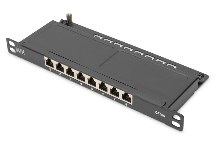 DIGITUS CAT 6A Patch Panel, geschirmt,8-Port 1/2HE, 10", Rack Mount,schwarz RAL 9005, DN-91608S-SL-E