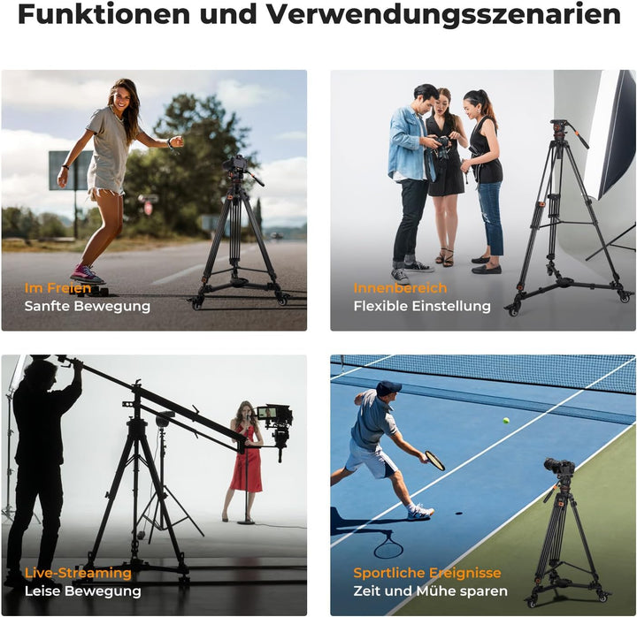 K&F CONCEPT Heavy Duty Tripod Dolly, Universal Fotografie Stativ Wagen für Stative Lichtstative,Hoch