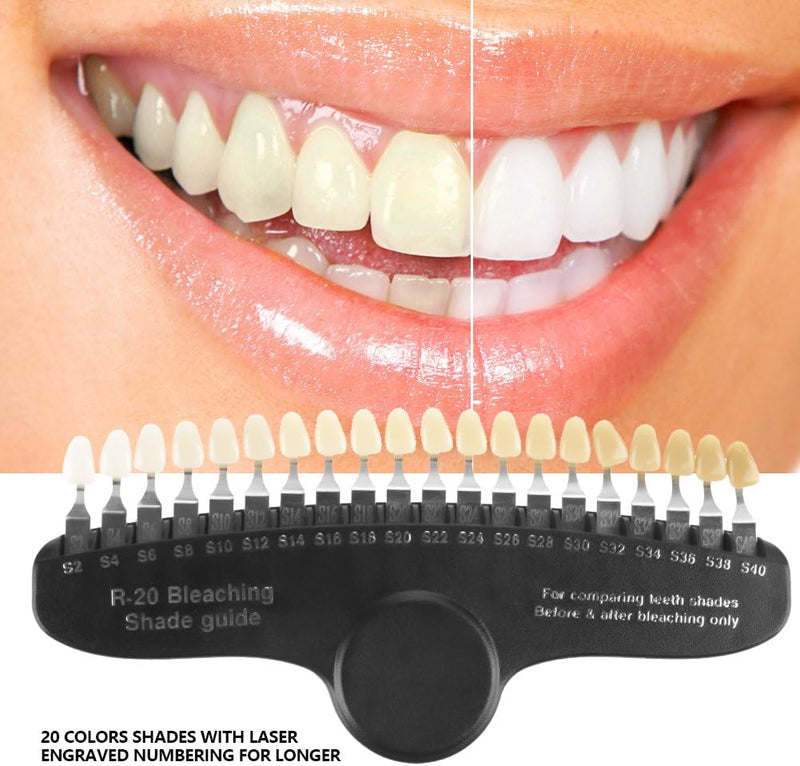 Dental Teeth Shade Guide, professionelles 3D-R-20-Zahnweiss-Farbdiagramm aus Porzellan mit 20 Farben