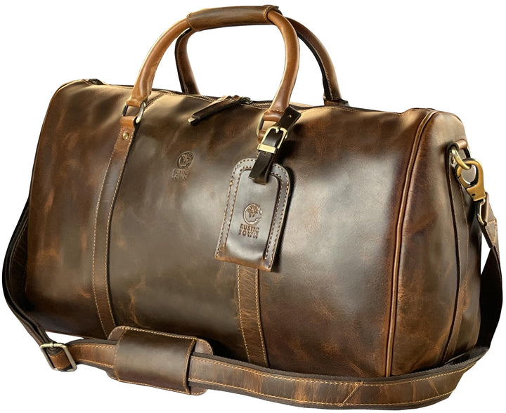 Rustic Town gross Leder Reisetasche - Carry On Vintage Umhängetasche Duffel Bag Weekender Tasche für