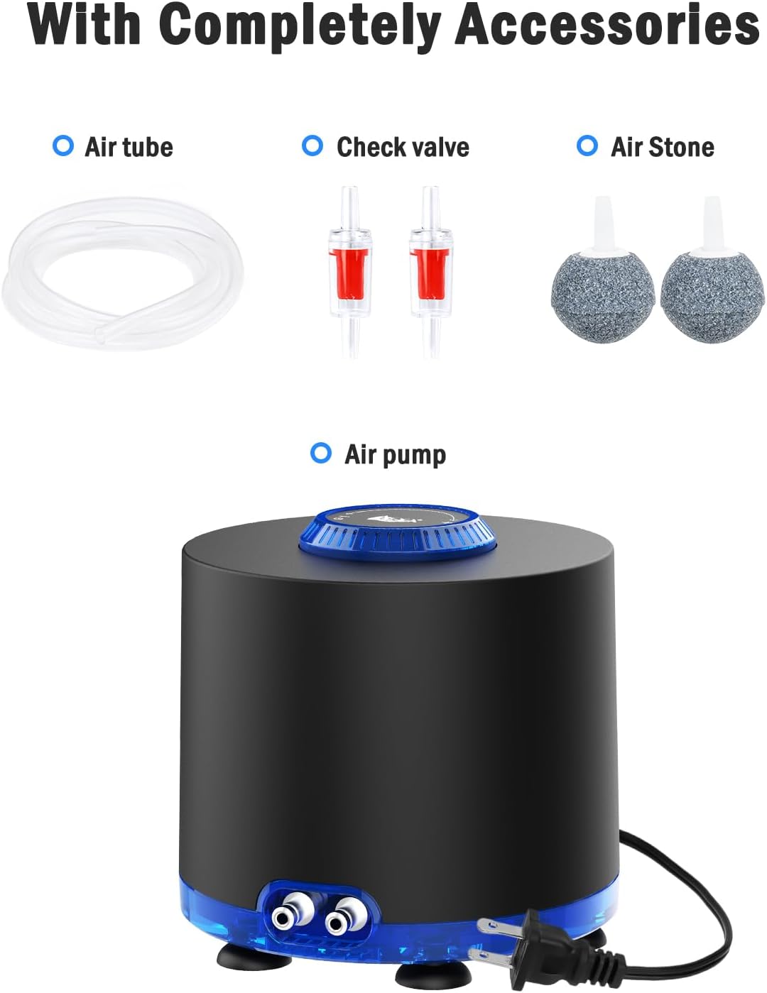 AQQA Aquarium Luftpumpe, 920L/H Sauerstoffpumpe Aquarium- Ausreichend Sauerstoffzufuhr, Ultra-leiser