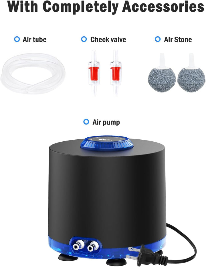 AQQA Aquarium Luftpumpe, 360L/H Sauerstoffpumpe Aquarium- Ausreichend Sauerstoffzufuhr, Ultra-leiser