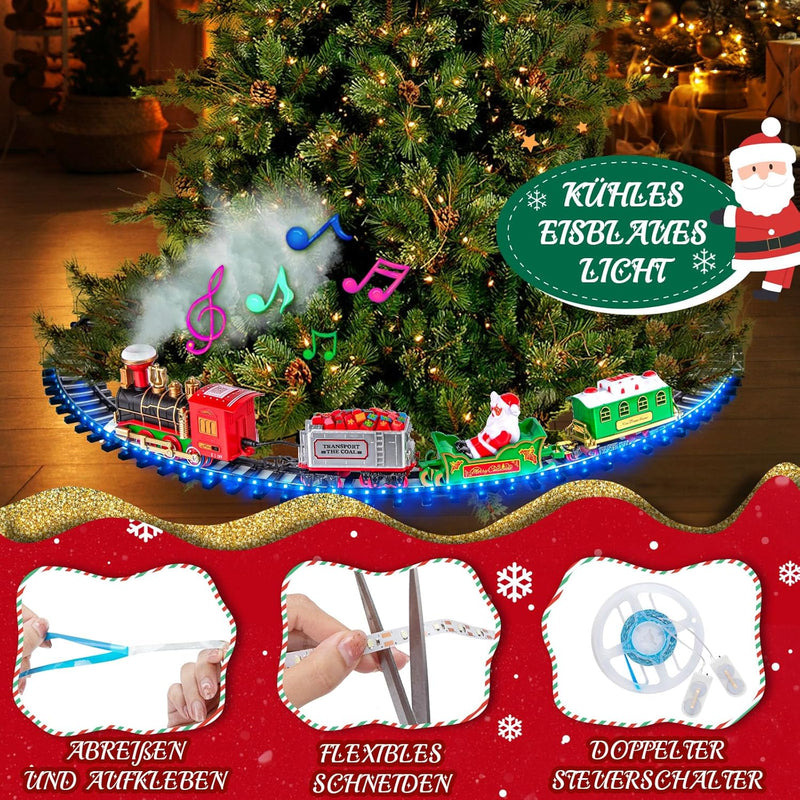 BuzzoXerex Zug Weihnachtsbaum, Eisenbahn Weihnachtsbaum Elektrisch, Weihnachtszug für Den Tannenbaum