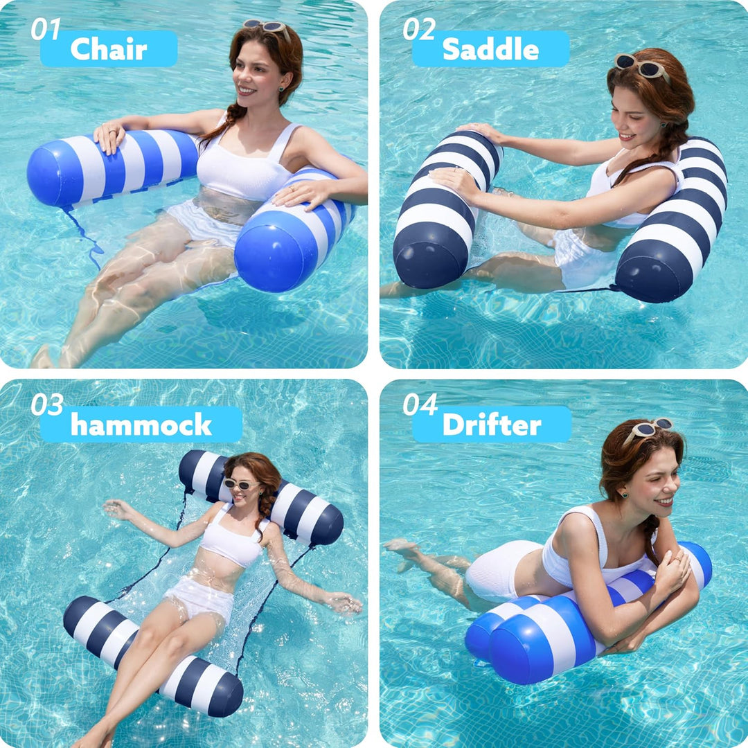 Sloosh 2 Packungen Hängematte Pool Floats Erwachsene, 4 in 1 Mehrzweck Aufblasbare Pool Floats PVC W