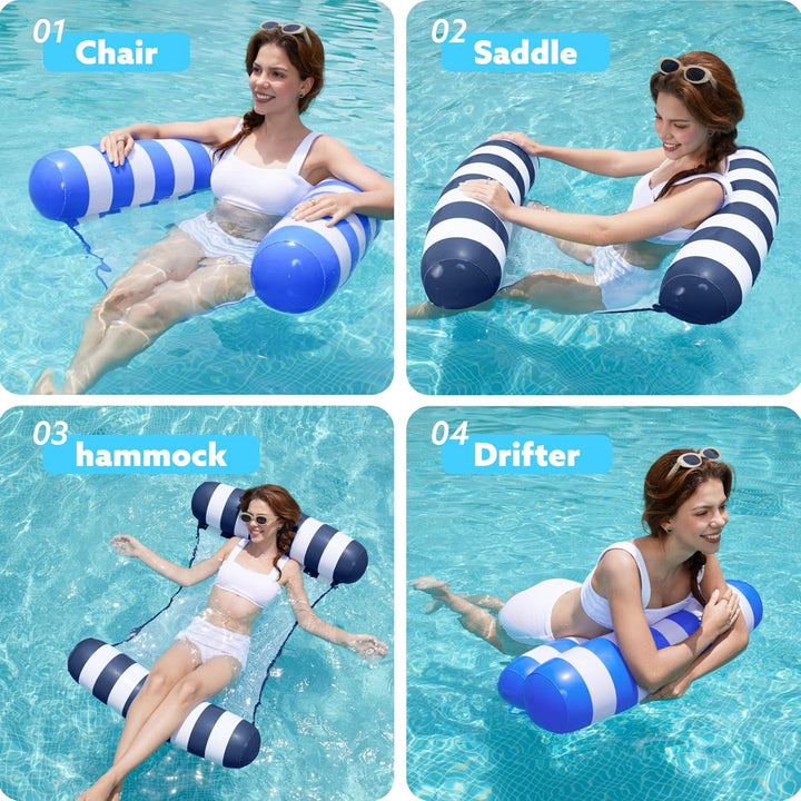 Sloosh 2 Packungen Hängematte Pool Floats Erwachsene, 4 in 1 Mehrzweck Aufblasbare Pool Floats PVC W