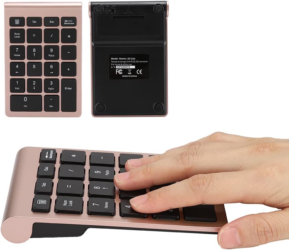 ASHATA Zehnertastatur, 22 Tasten Zehnertastatur USB 2.4G Kabellose Ergonomietastatur mit Empfänger,