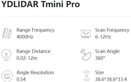 youyeetoo YDLidar Tmini Pro 360 Degree TOF Lidar Scanner, 39FT(12M) Rang 0.54 Angular Resolution, Sm