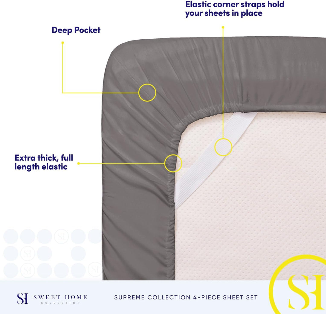 Sweet Home Collection, Fadenzahl 2052, weiche ägyptische Qualität, gebürstete Mikrofaser Laken – Lux