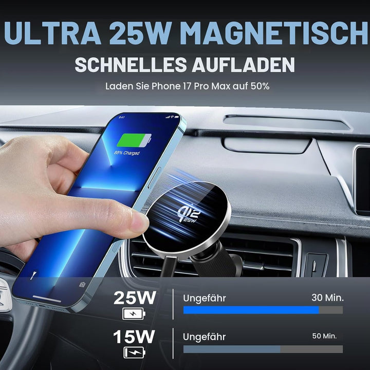 Qi2.2 Zertifizierte 25W Mag-Safe Autohalterung mit aktiver Kühlung – Magnetische Handyhalterung für