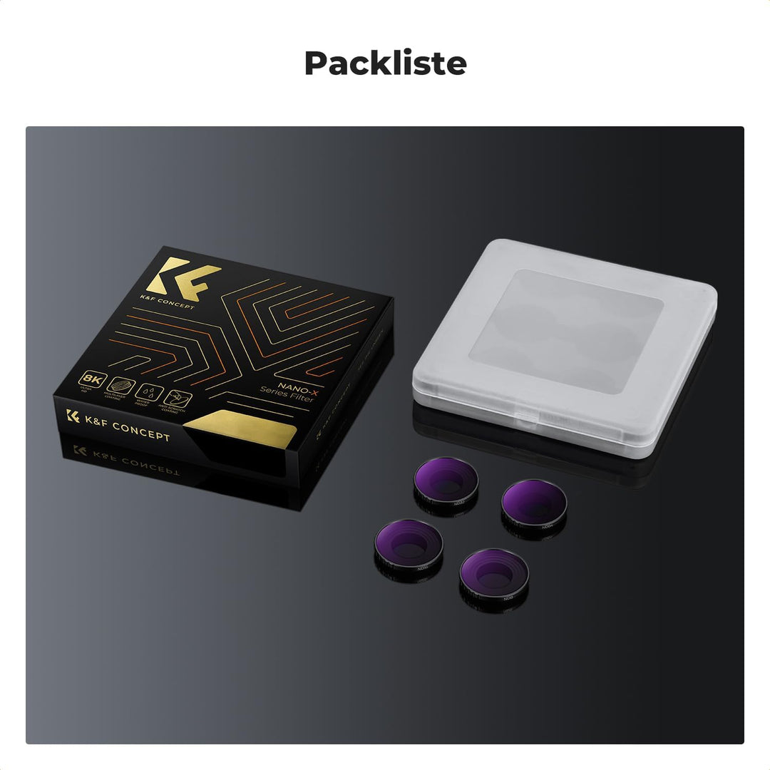 K&F Concept ND Filtersets,4er Pack ND8, ND16, ND32，ND64 Filter kompatibel mit DJI Osmo Action 4 ND8+