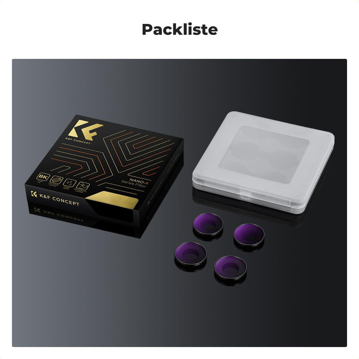K&F Concept ND Filtersets,4er Pack ND8, ND16, ND32，ND64 Filter kompatibel mit DJI Osmo Action 4 ND8+
