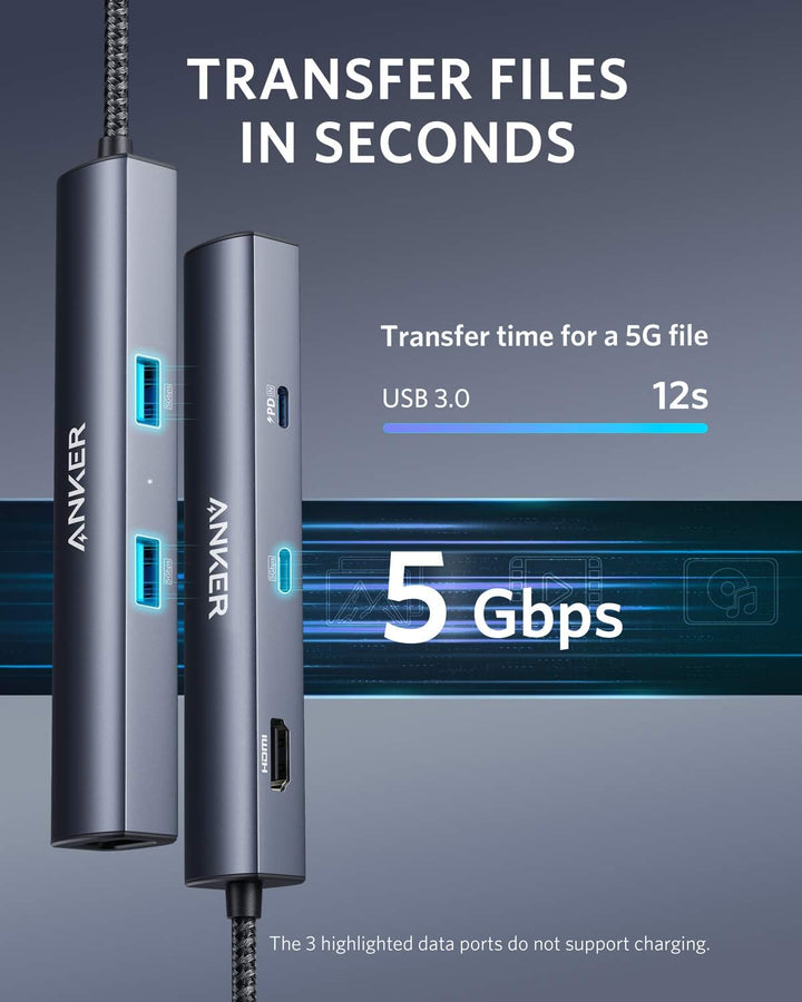 Anker PowerExpand 6-in-1 Ethernet Adapter, PD Hub, 65 PD, 4K HDMI, 1Gbps Ethernet, Daten, 2 USB 3.0