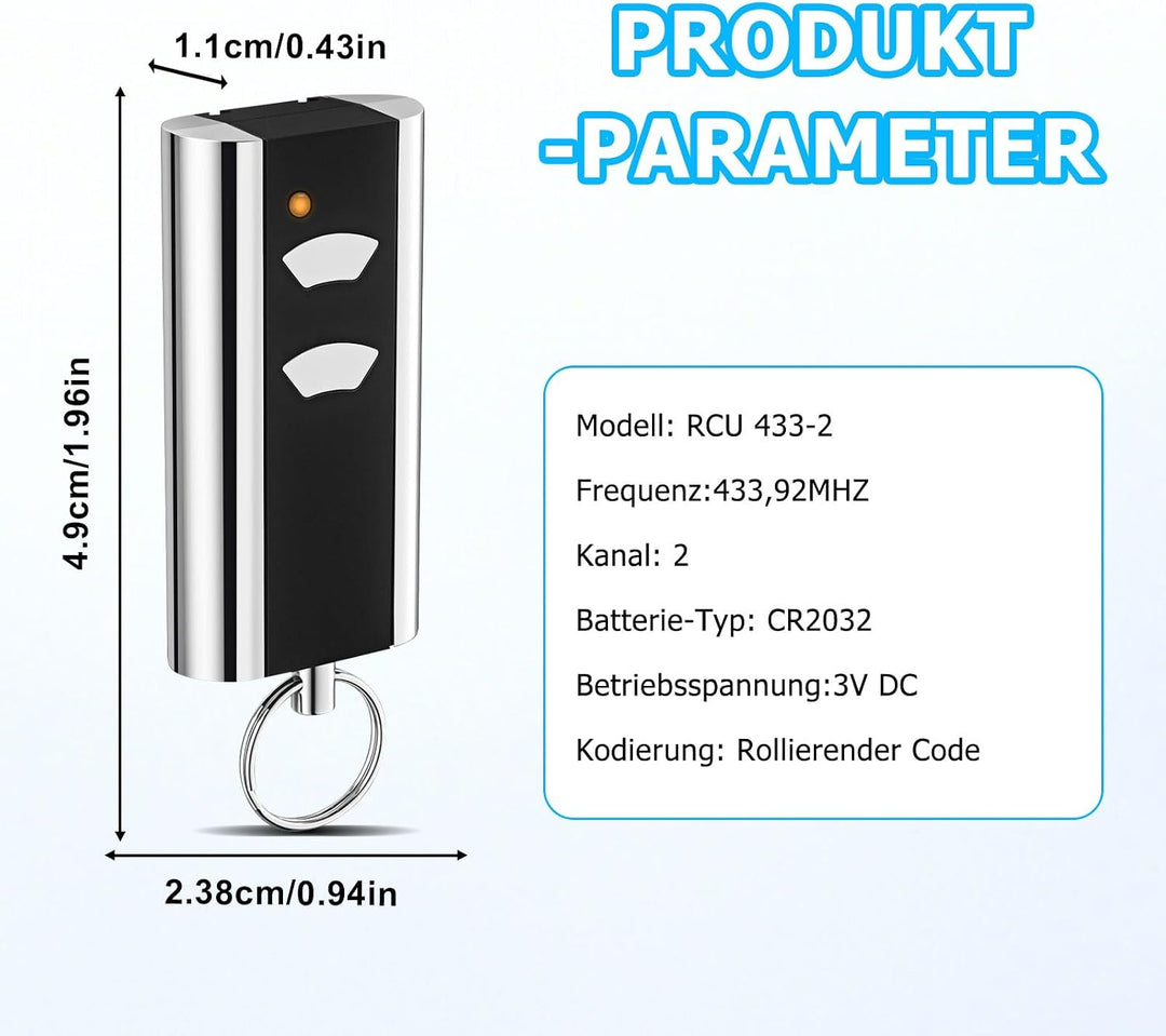 2 Stück Ersatz für Normstahl handsender, Garagentoröffner 433,92MHz 2 Kanäle, Kompatibel mit Normsta