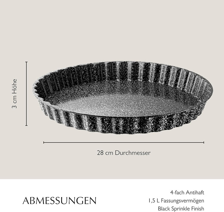 NAKOA Quicheform, Tarteform und Kuchenform - Backform aus Metall Rund 28 cm 4-fach Antihaft-beschich