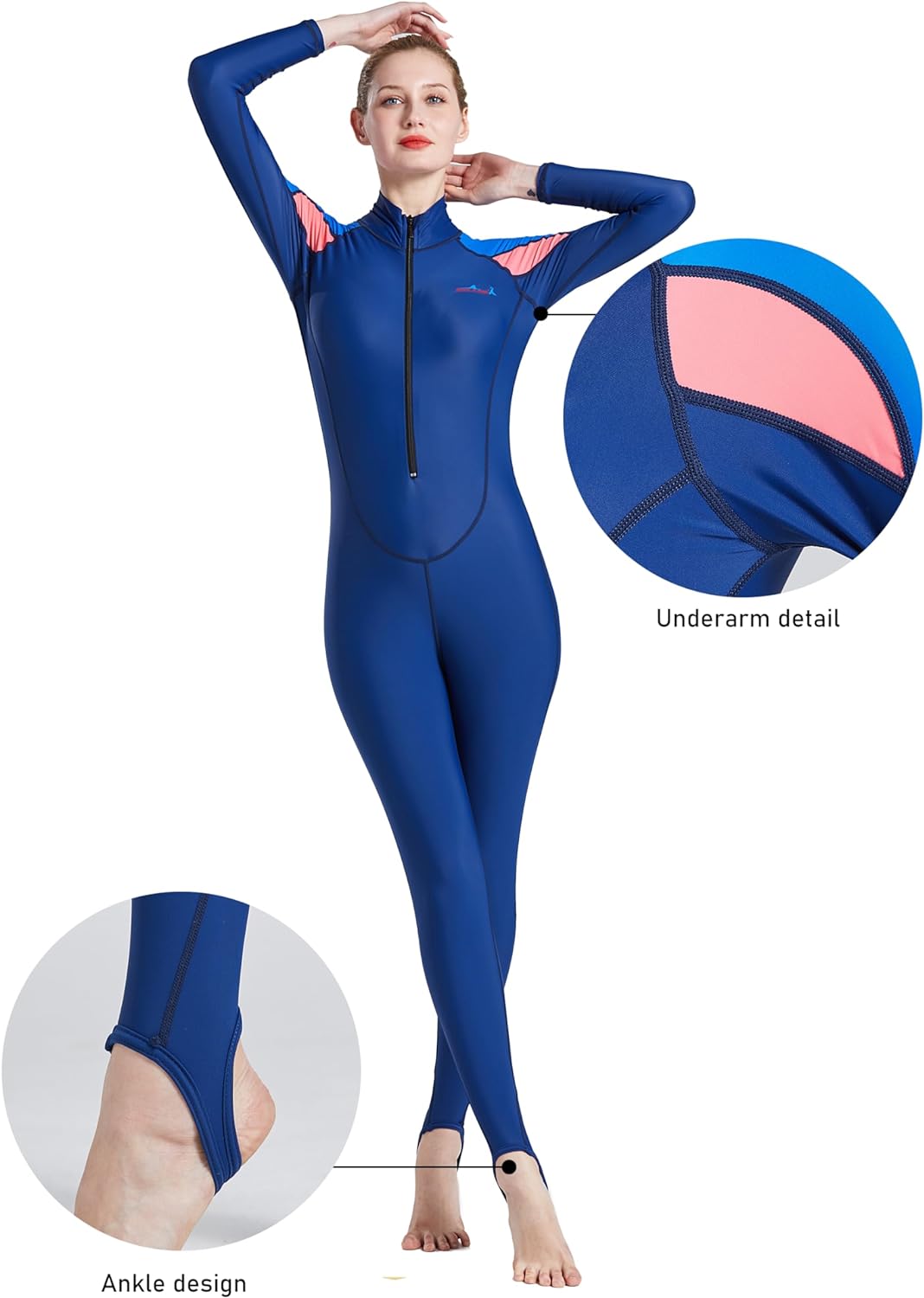 Damen Herren Lange Ärmel Tauchanzug One Piece UV-Schutz Badeanzug Sommer Herbst M Damen, M Damen