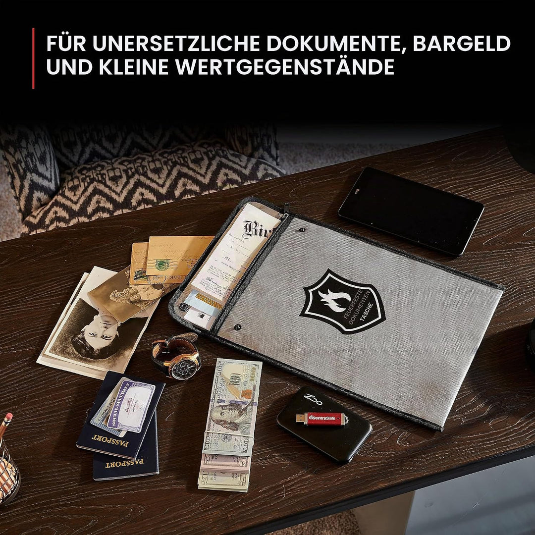 SentrySafe FBWLZ0 feuerfeste und wasserabweisende Tasche mit Reissverschluss für Dokumente, 3,8 x 27