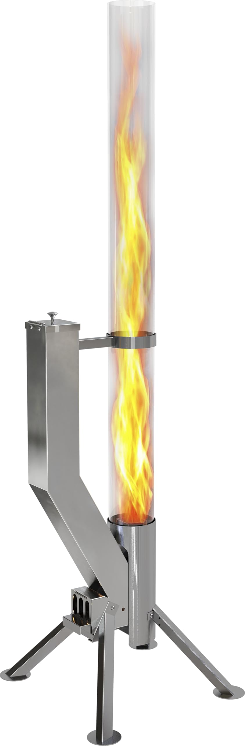 Feuerrohr Premium – Grosse Edelstahl Pelletfackel mit Flamme bis 1,5m & Reinigungsbürste inklusive,