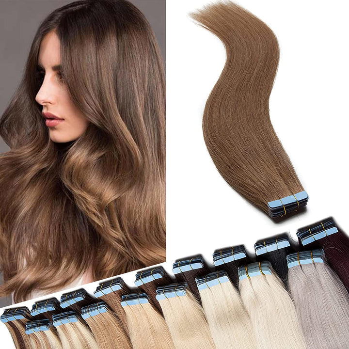 SEGO Tape in Extensions Echthaar 40 PCS 100g Haarverlängerung Klebeband Haarteil 100% Remy Human Haa
